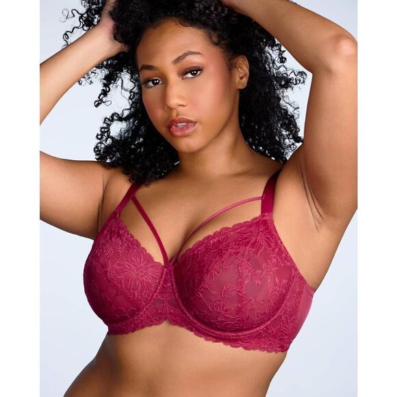 New 40I HSIA Rose Red Minimizer Full Coverage Sexy Pretty Lace Bra NWT - Picture 4 of 8